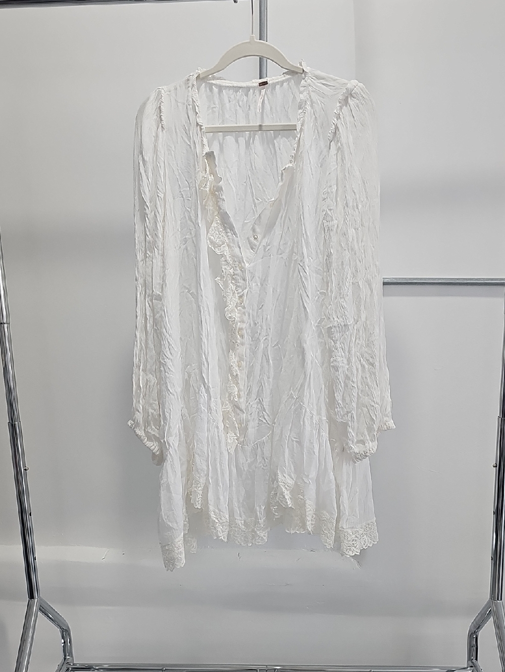 Free People White Sheer Boho Blouse